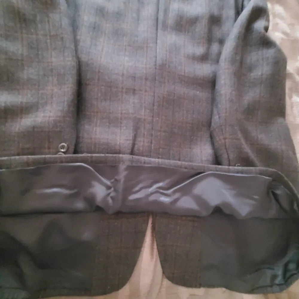 Pronto Uomo Platinum 100% Wool Mens 48L Blazer Suit Jacket Sport Coat Brown Grey